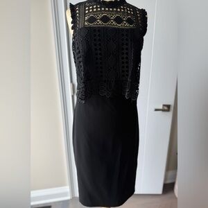 Shoshanna Black Lace Crochet Mock Neck Dress Size 6